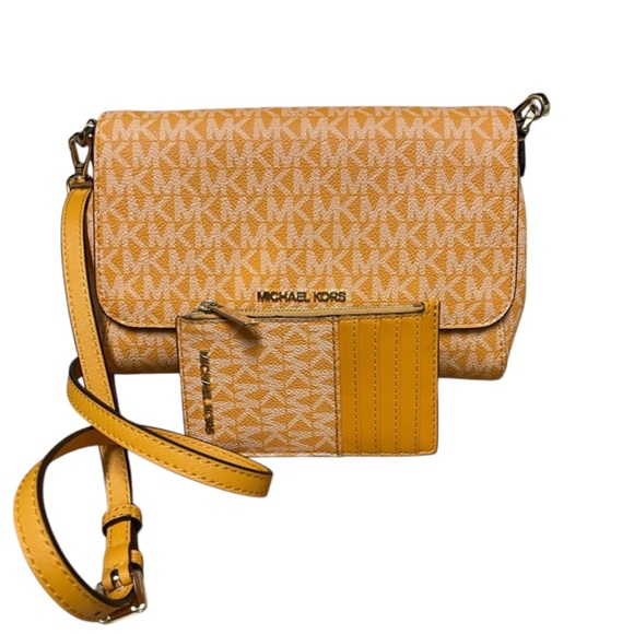 NWT Michael Kors orange crossbody bag and card holder - Picture 1 of 7
